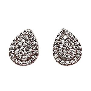 Elegant Sterling Silver Cubic Zirconia Teardrop Stud Earrings